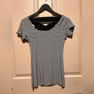 Bailey 44 Black & White Horizontal Stripe Open Back Top.